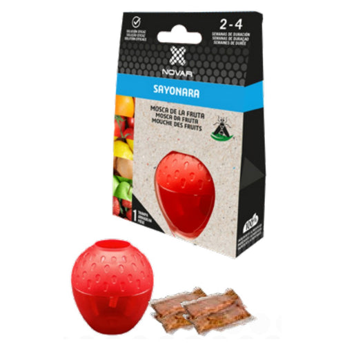 Armadilha para moscas da fruta em forma de morango Novar Sayonara com 3 recargas