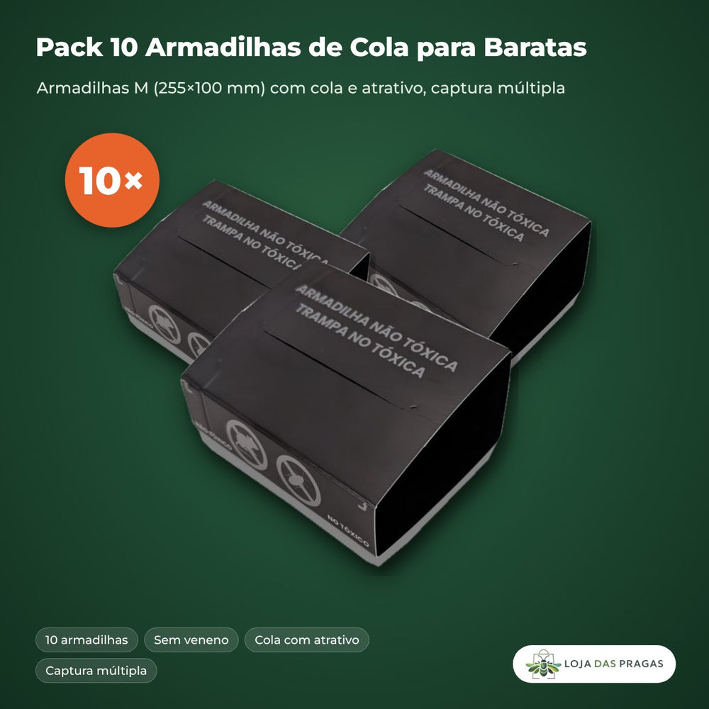 Pack de 10 armadilhas de cola para baratas, sem veneno, captura múltipla